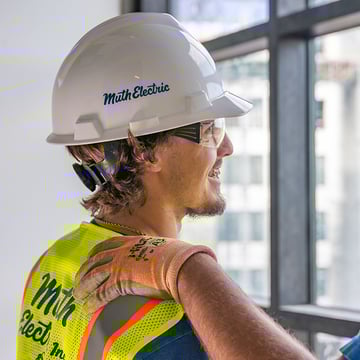Worker smiling