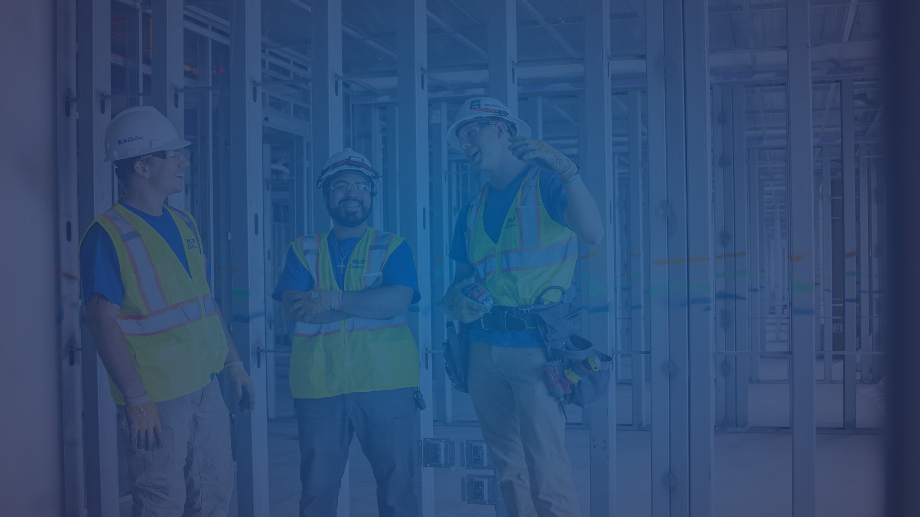 workers talking and smiling